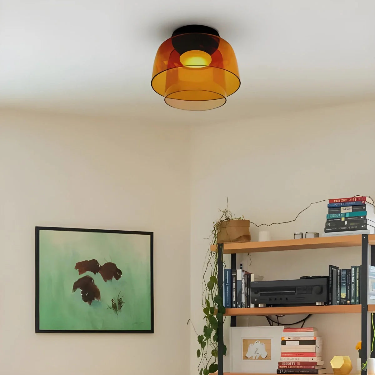 Feyran Colored Glass Ceiling Light for Bedroom