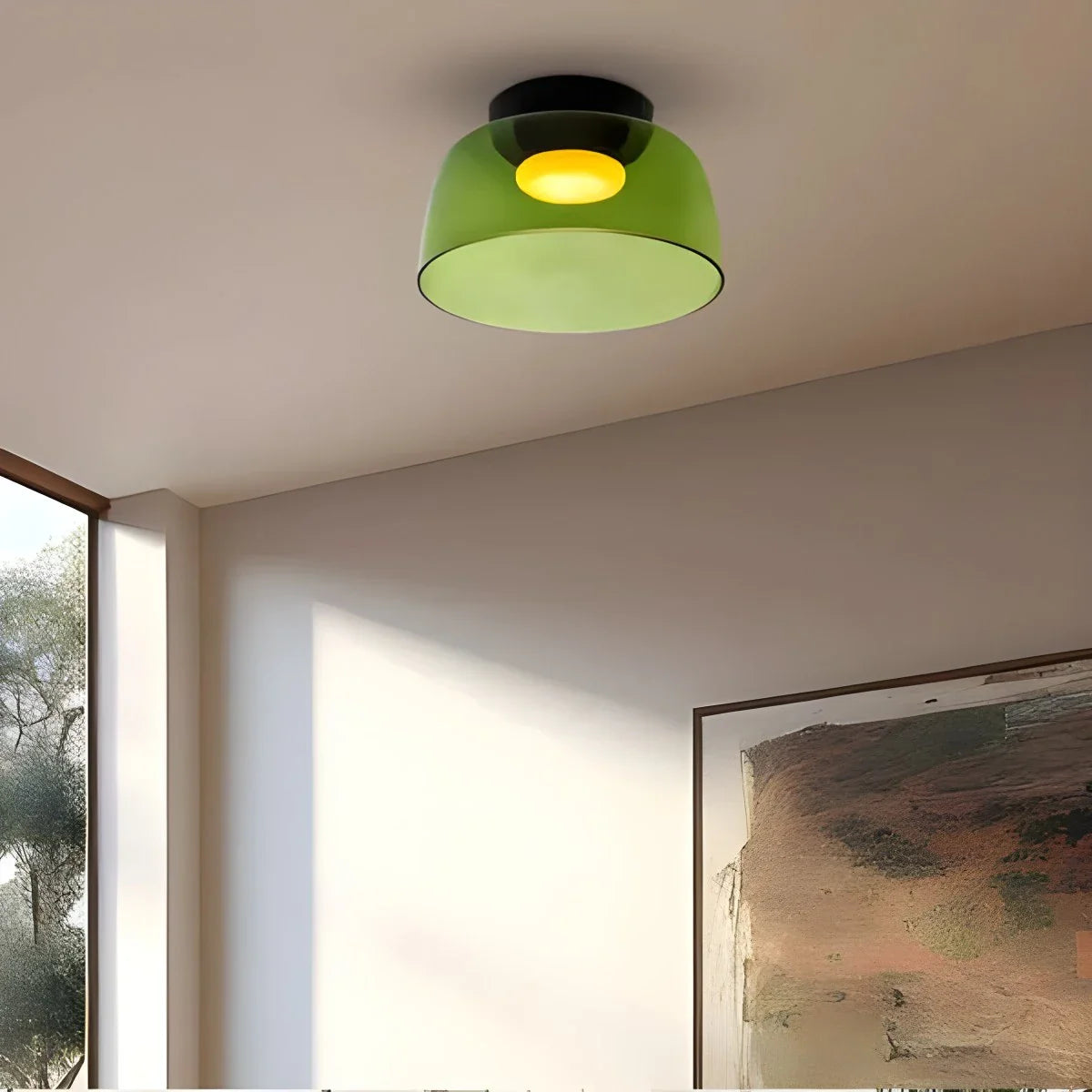 Feyran Colored Glass Ceiling Light for Bedroom