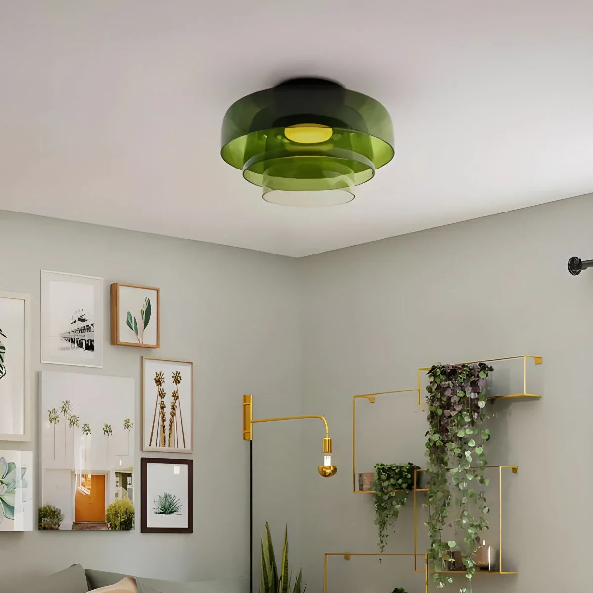 Feyran Colored Glass Ceiling Light for Bedroom