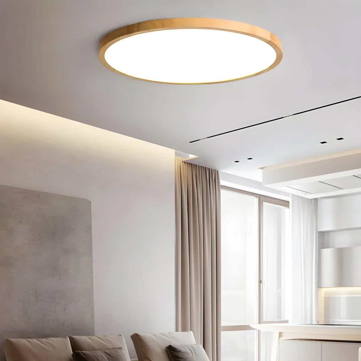 Feyran Modern Wood Round Ceiling Light for Bedroom
