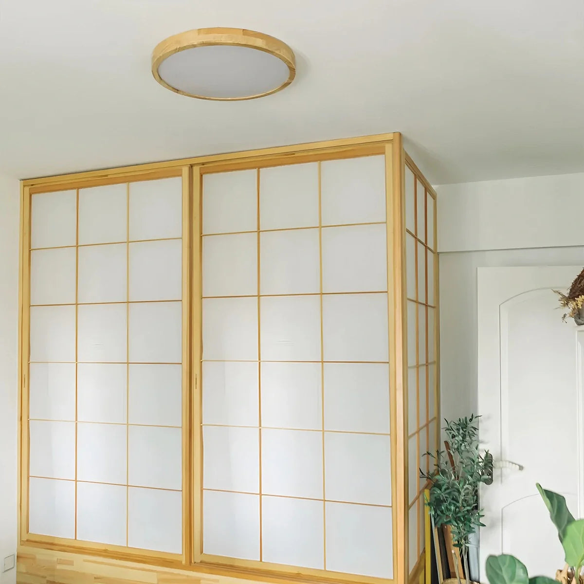 Feyran Modern Wood Round Ceiling Light for Bedroom