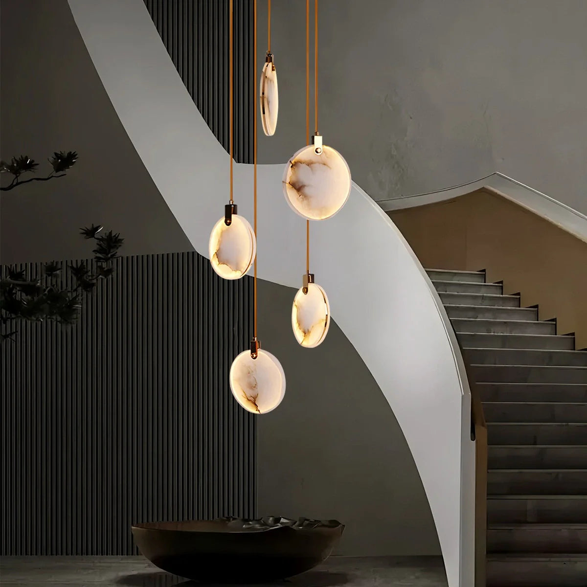 Feyran Moonshade Natural Alabaster Pendant Chandelier