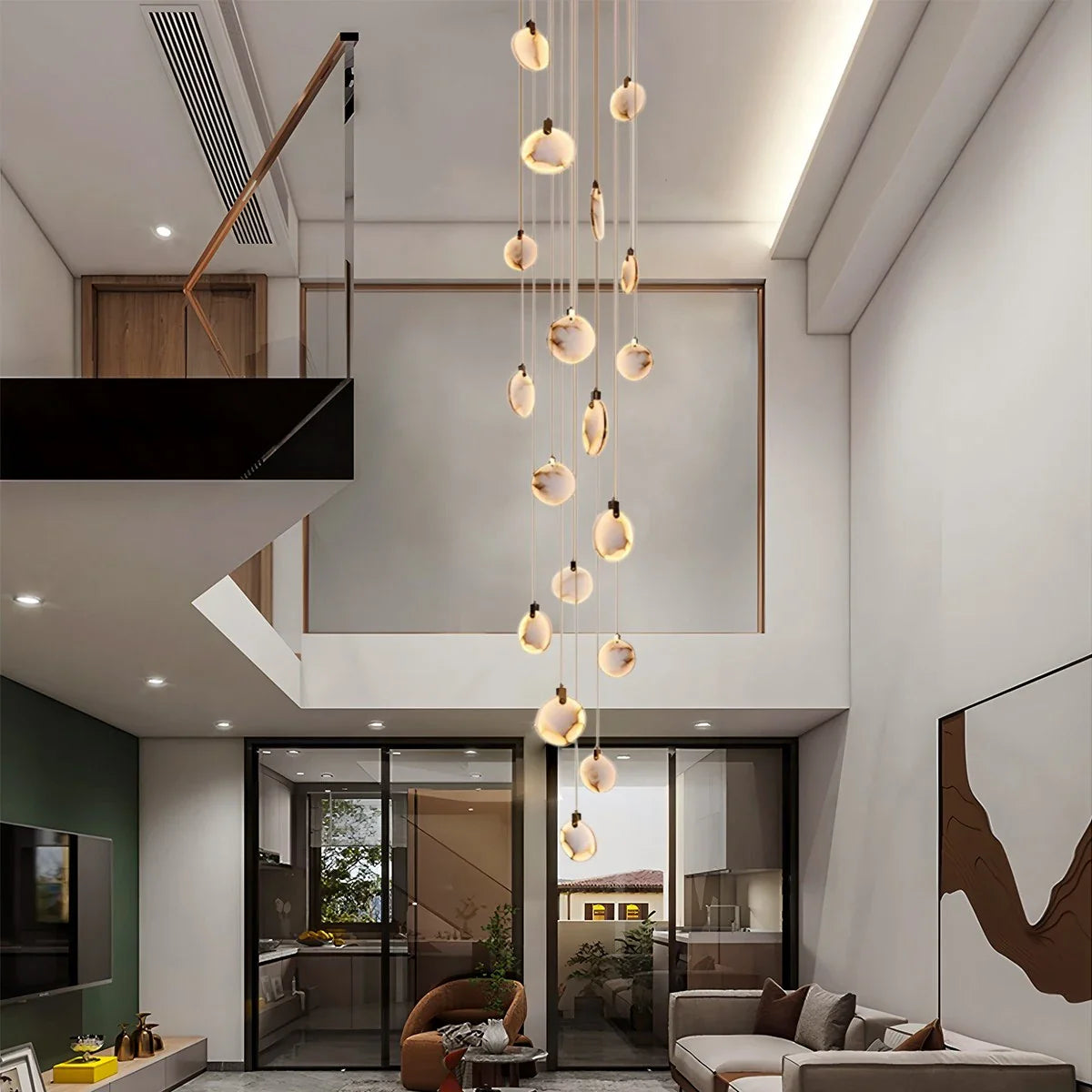 Feyran Moonshade Natural Alabaster Pendant Chandelier