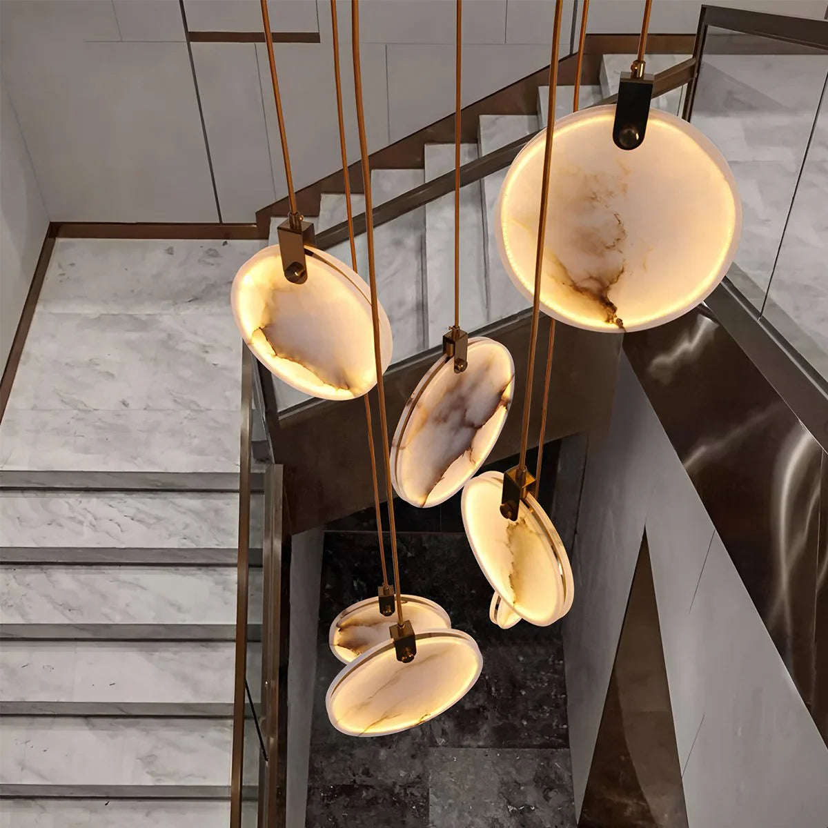 Feyran Moonshade Natural Alabaster Pendant Chandelier