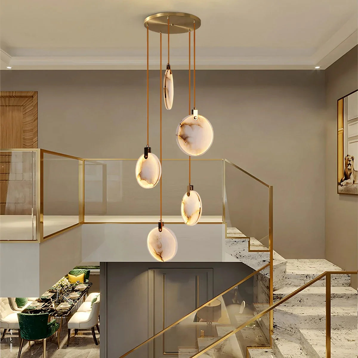 Feyran Moonshade Natural Alabaster Pendant Chandelier