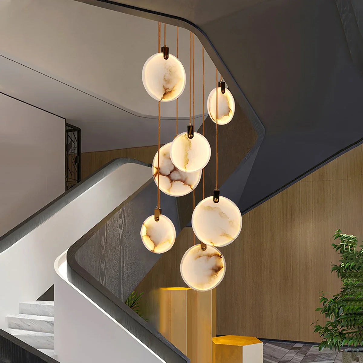 Feyran Moonshade Natural Alabaster Pendant Chandelier