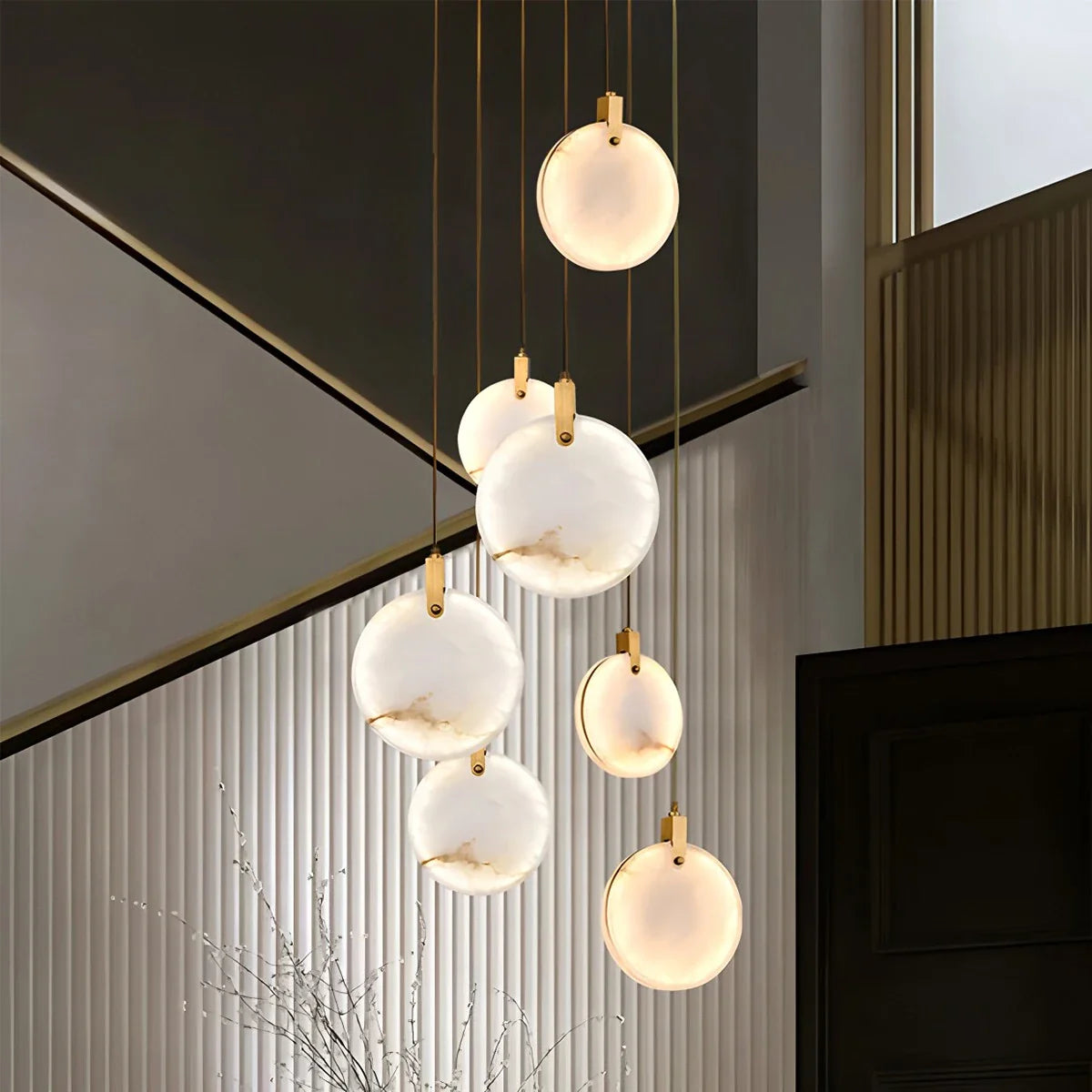 Feyran Moonshade Natural Alabaster Pendant Chandelier