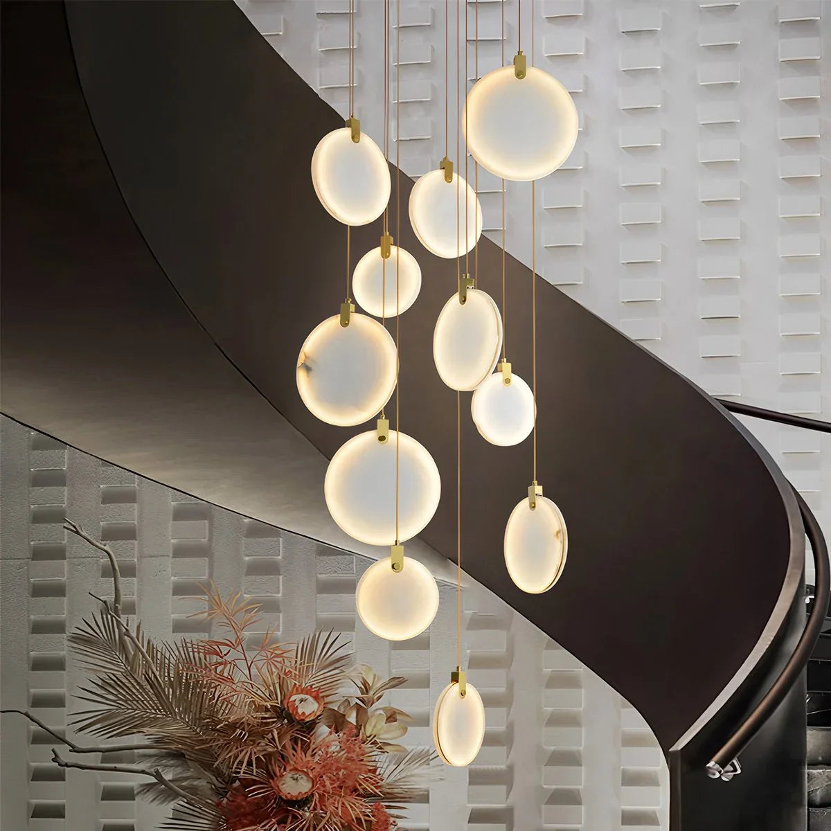 Feyran Moonshade Natural Alabaster Pendant Chandelier