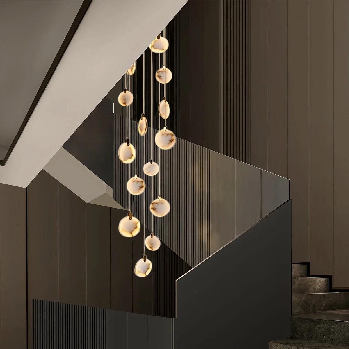 Feyran Moonshade Natural Alabaster Pendant Chandelier