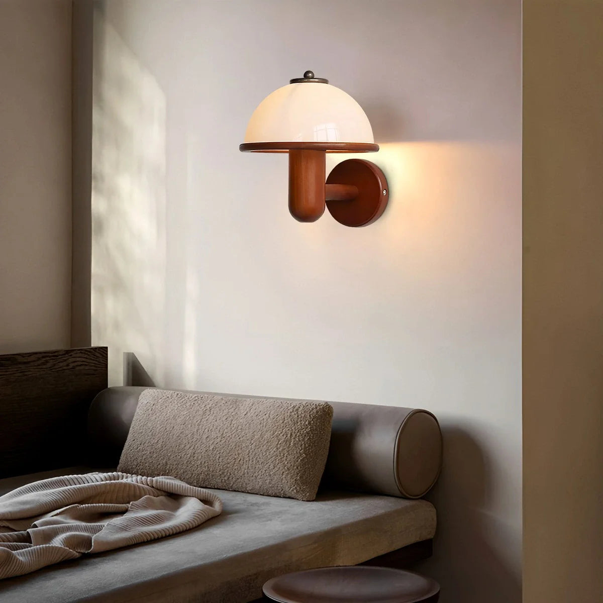 Feyran Mushroom Wood Wall Lamp for Bedroom