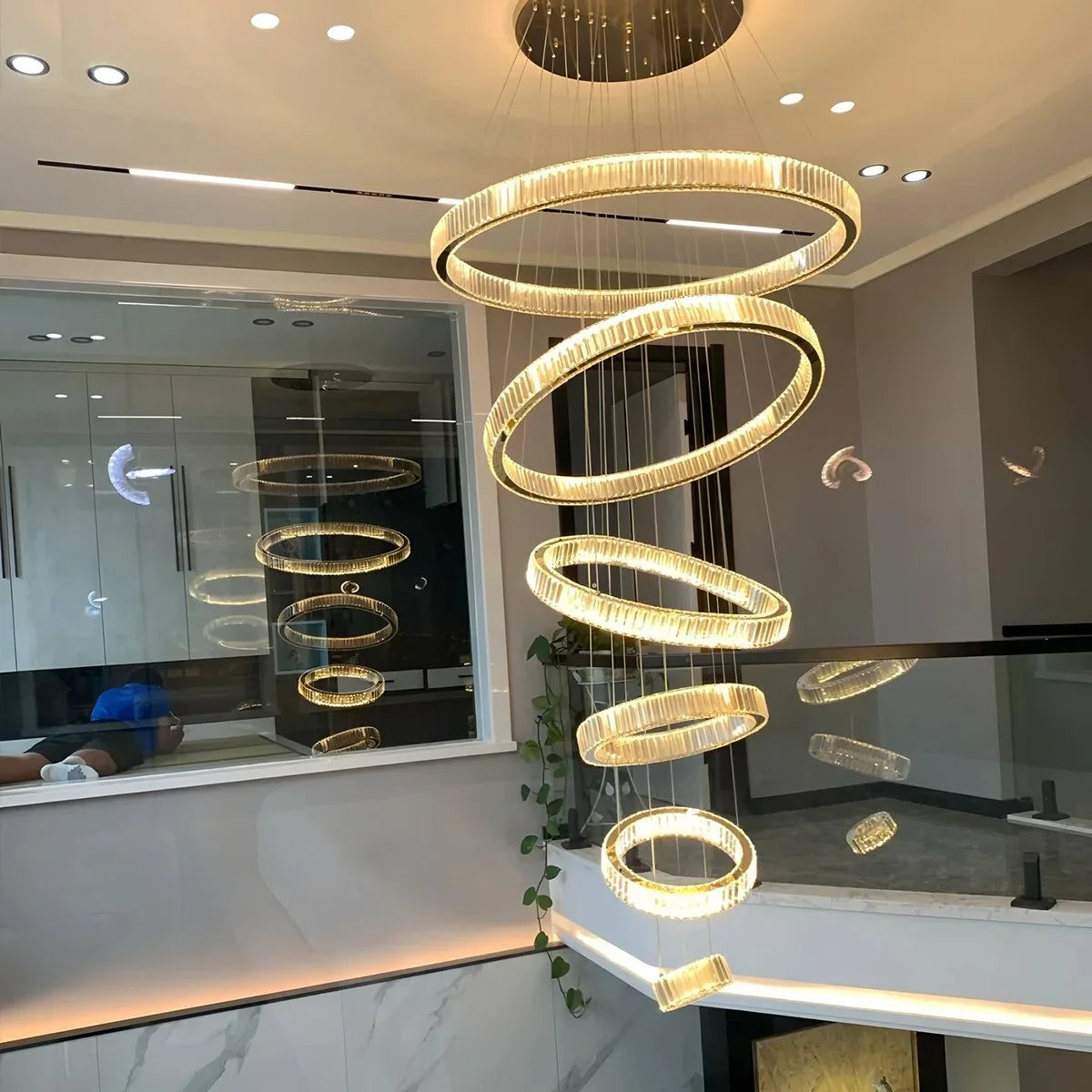 Feyran Nordic Circular Villa Crystal Chandelier