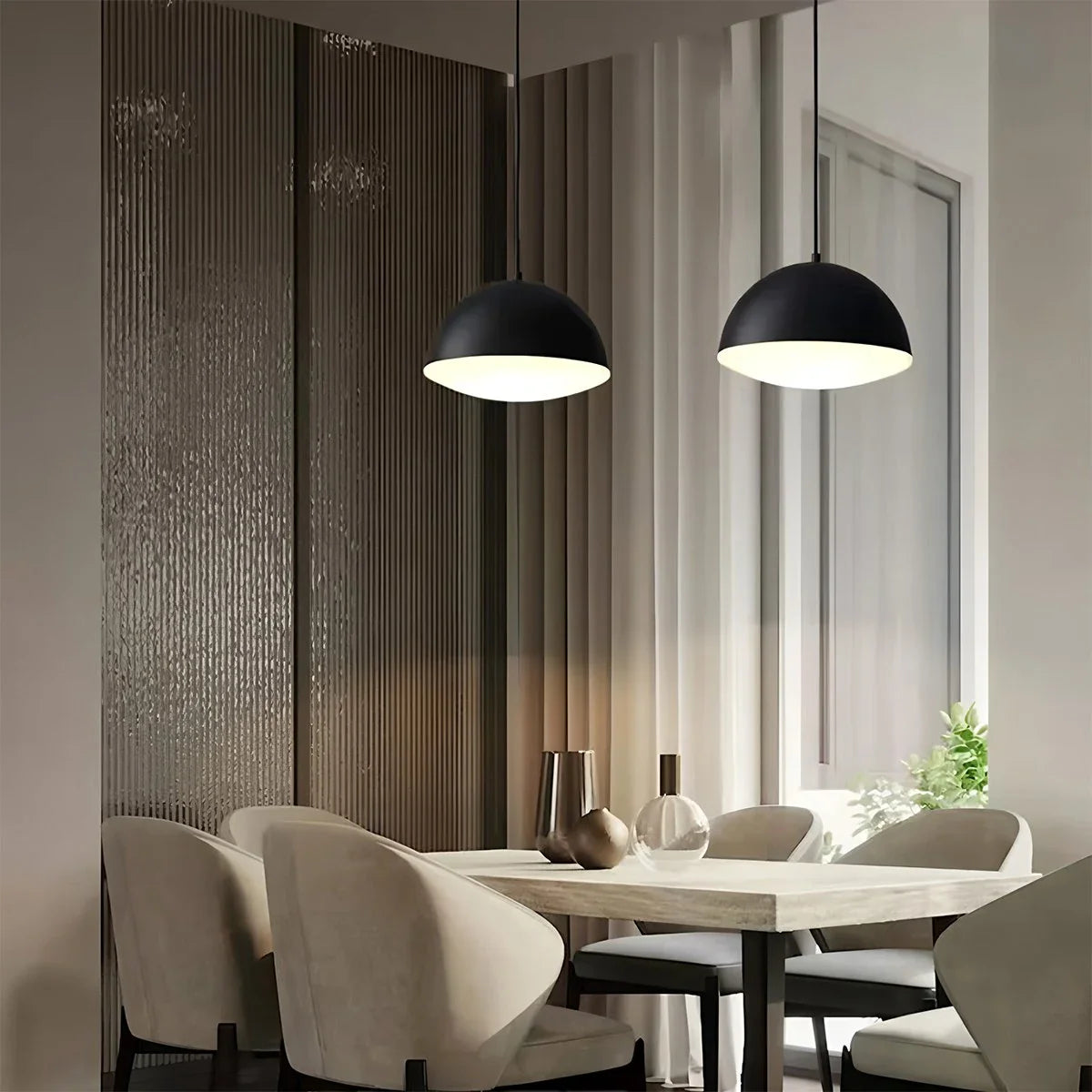 Feyran Nordic Minimalist Black Semi-Circular Pendant Light