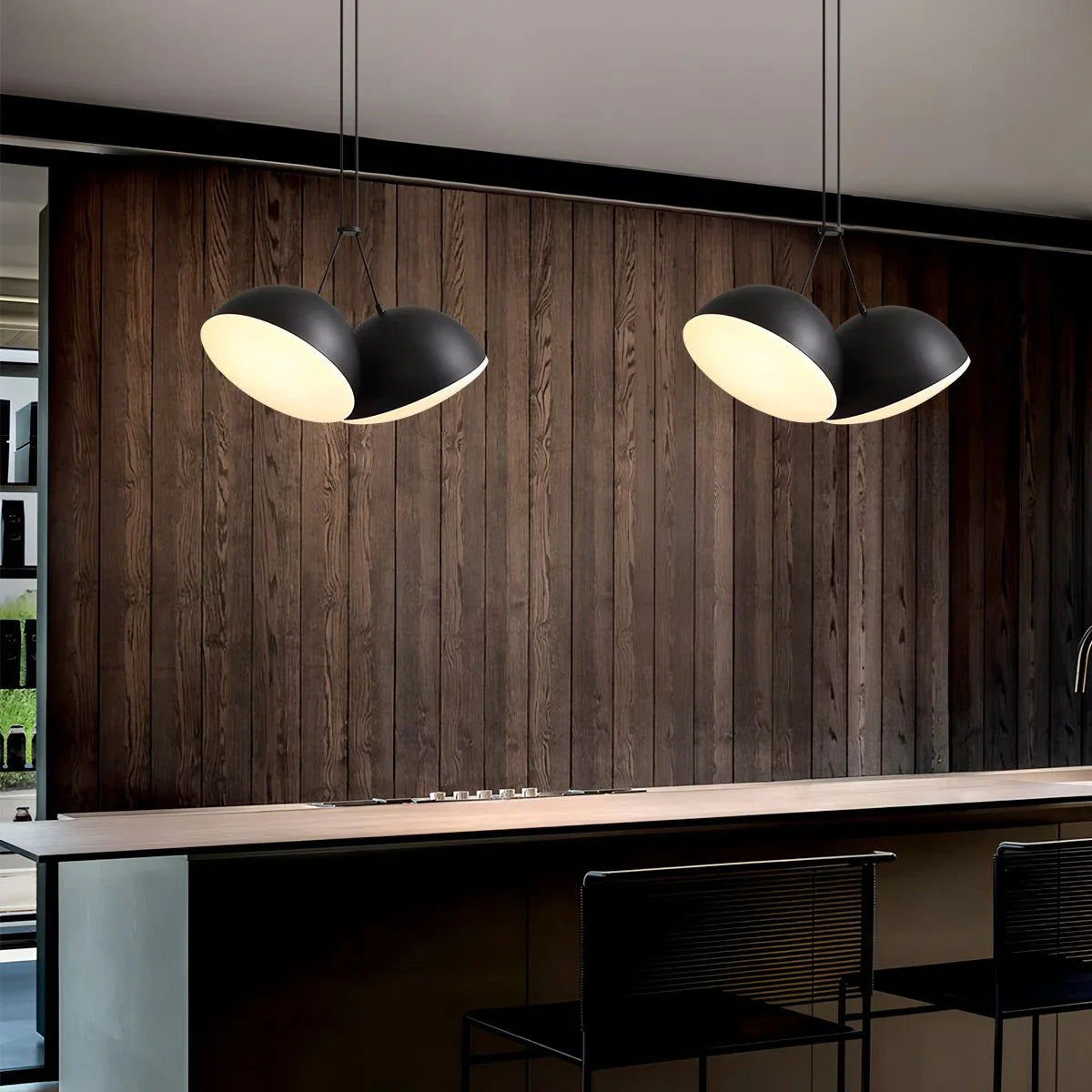 Feyran Nordic Minimalist Black Semi-Circular Pendant Light