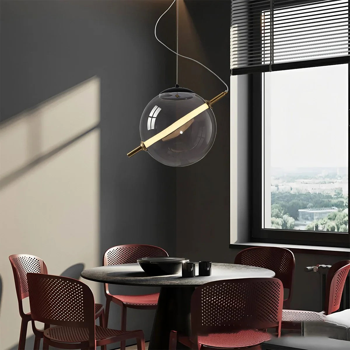 Feyran Nordic Round Glass Pendant & Table Light