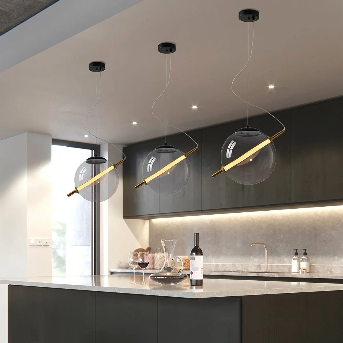 Feyran Nordic Round Glass Pendant & Table Light