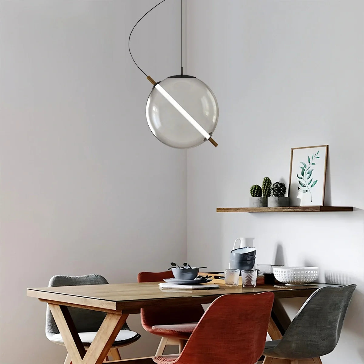 Feyran Nordic Round Glass Pendant & Table Light