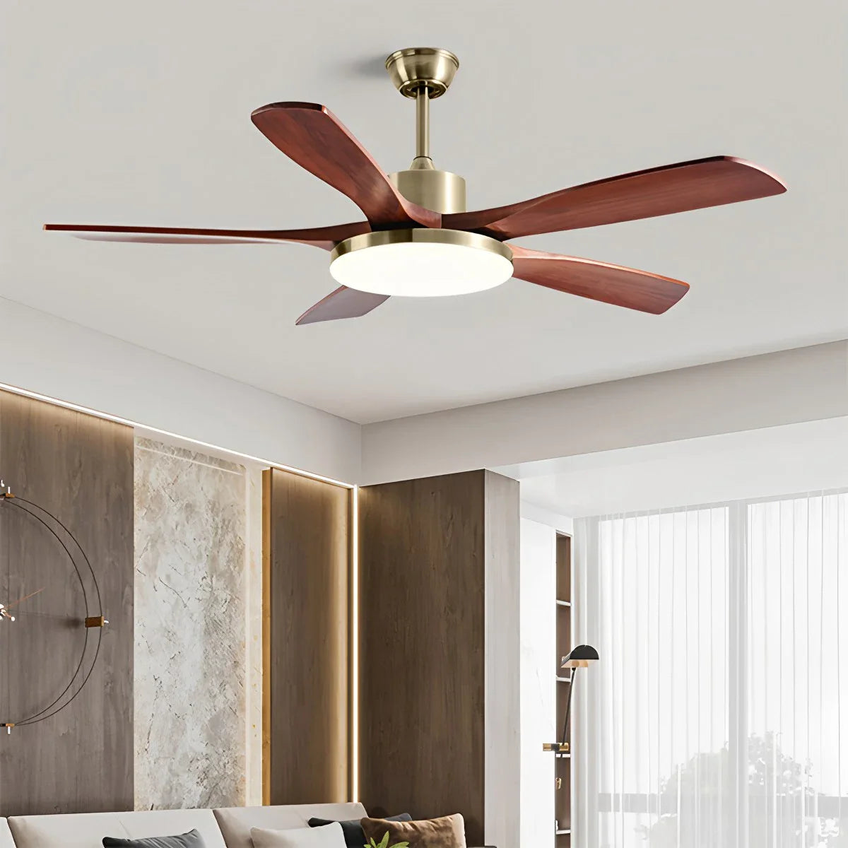 Feyran Solid Wood Ceiling Fan Light for Living Room