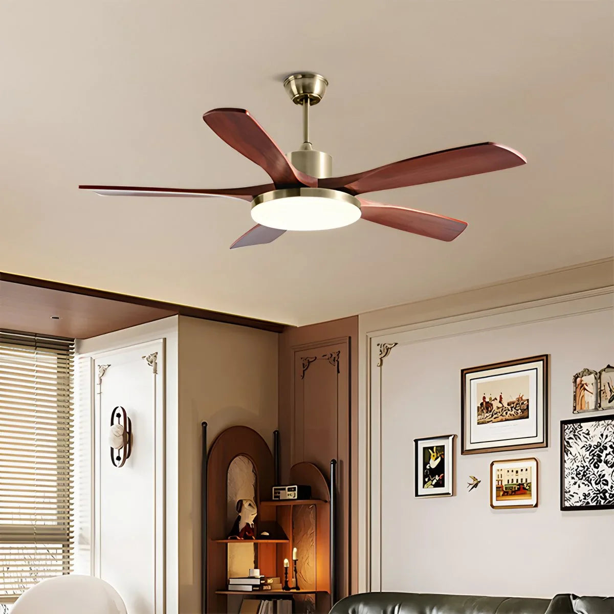 Feyran Solid Wood Ceiling Fan Light for Living Room