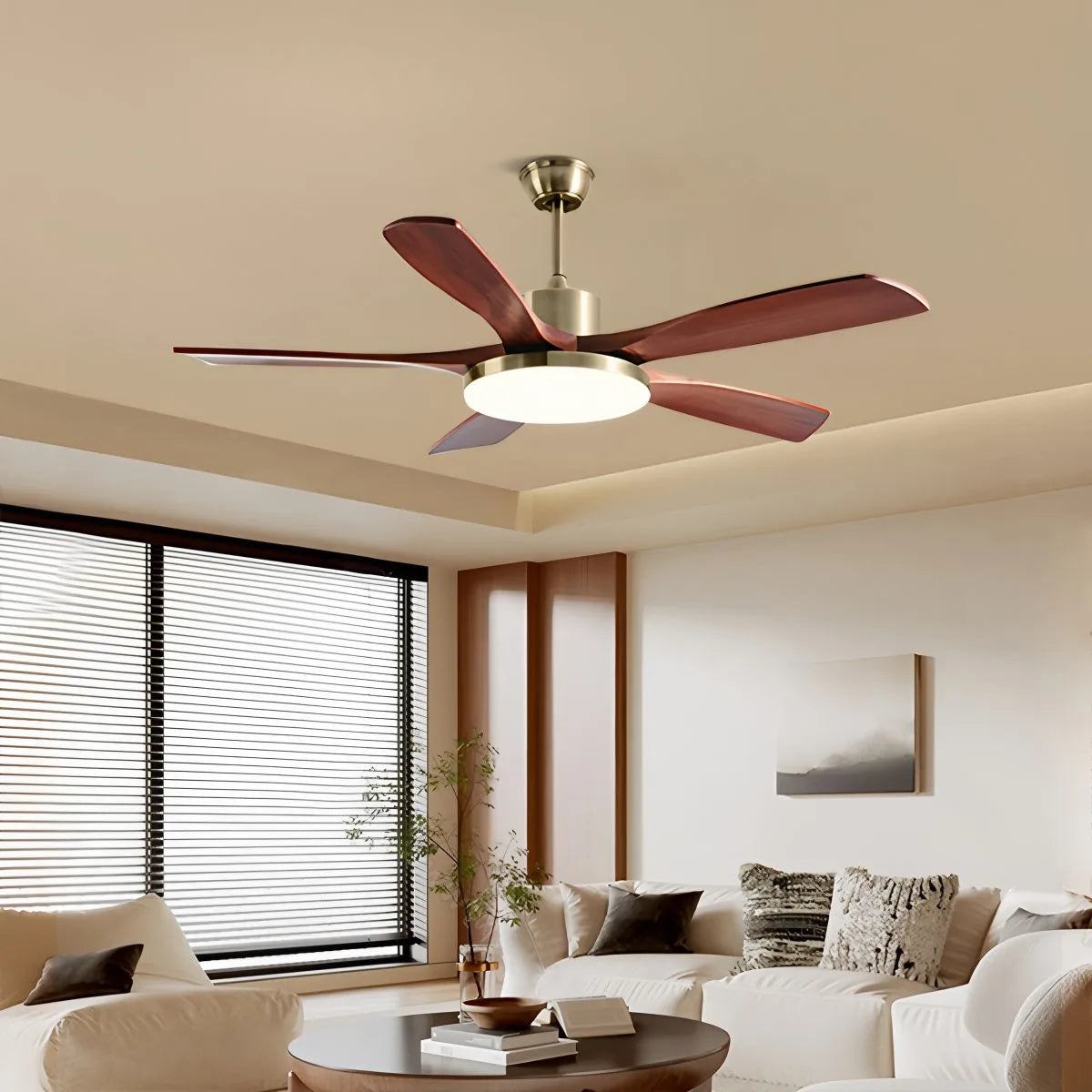 Feyran Solid Wood Ceiling Fan Light for Living Room