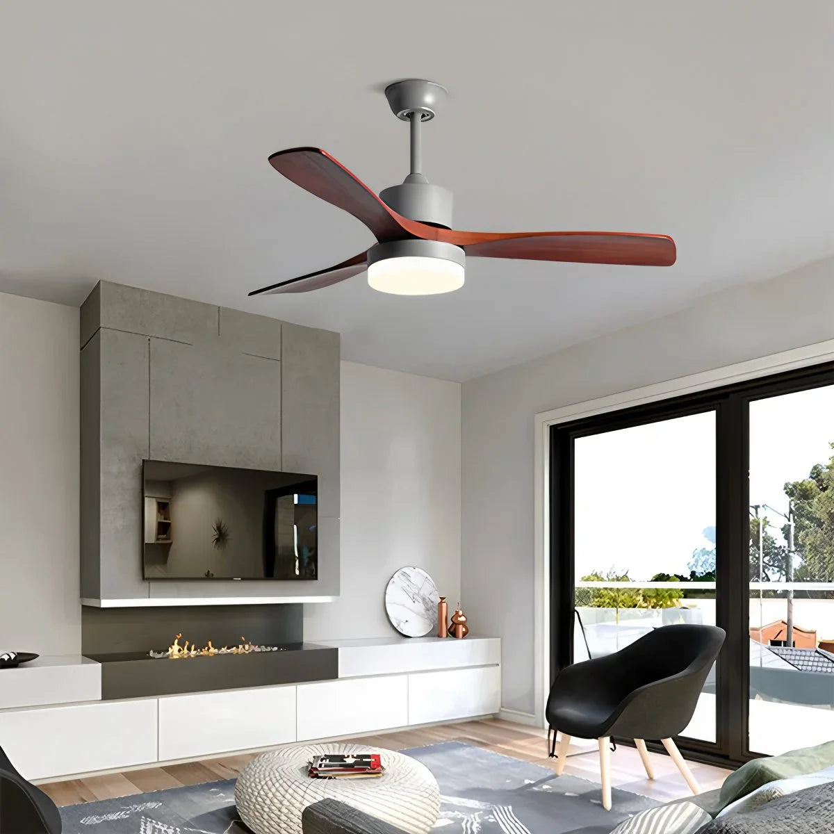 Feyran Solid Wood Ceiling Fan Light for Living Room