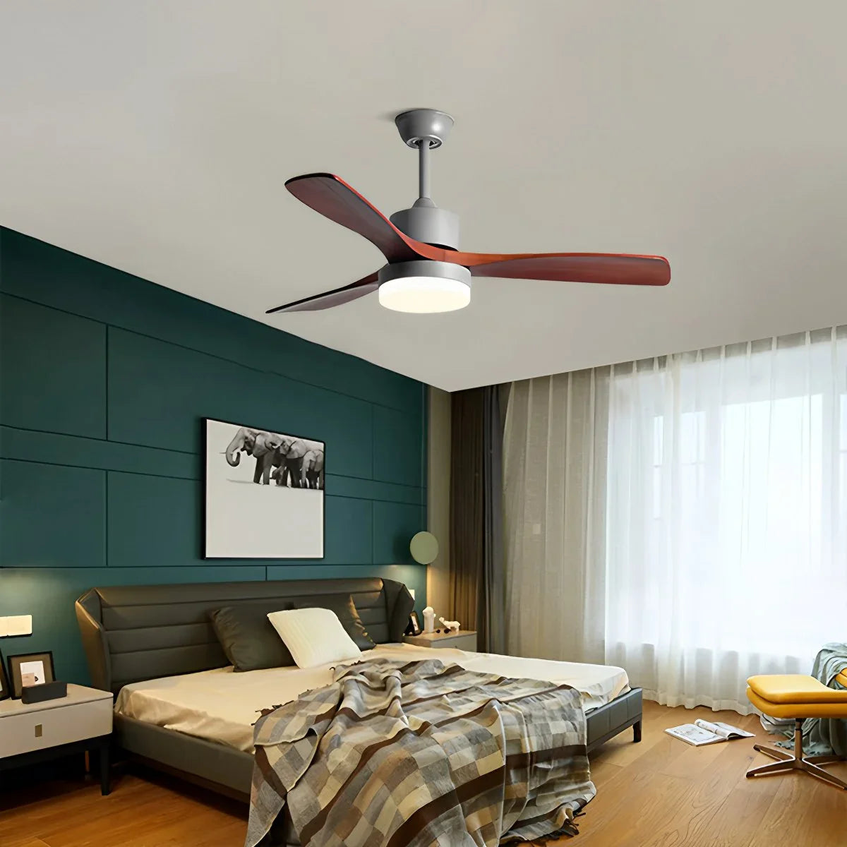 Feyran Solid Wood Ceiling Fan Light for Living Room