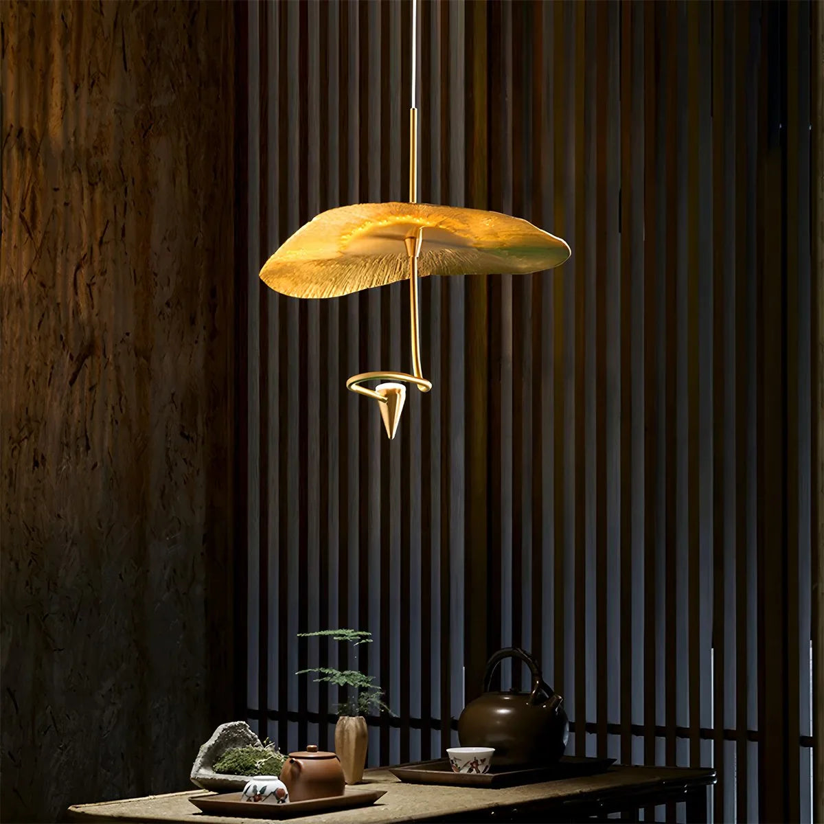 Feyran Orlia Brass Lotus Leaf Chandelier