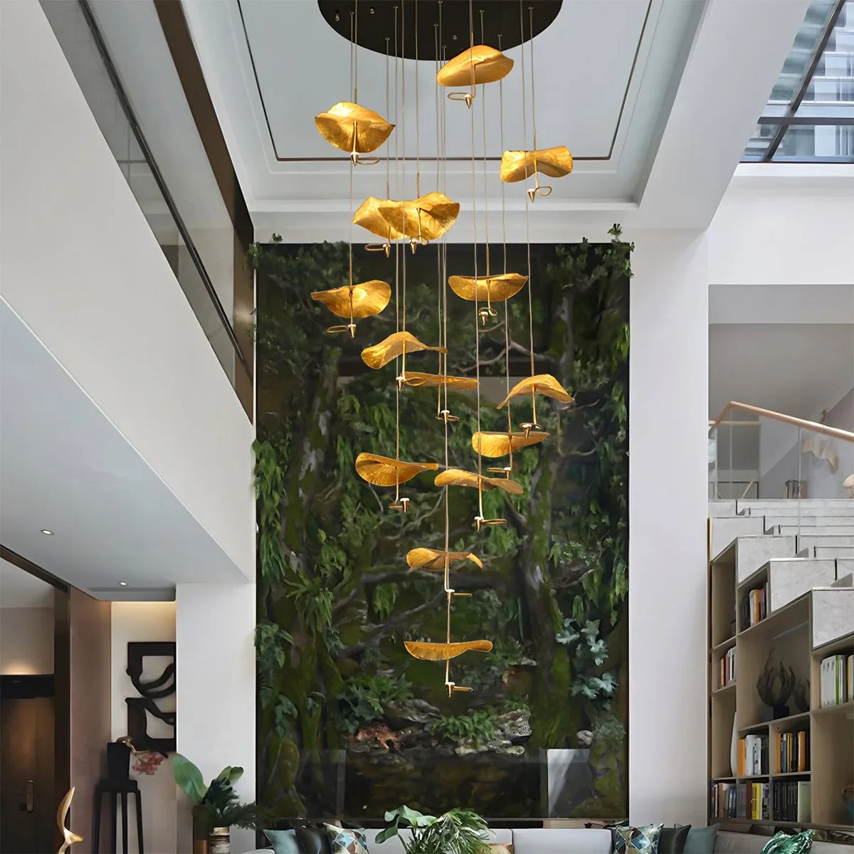 Feyran Orlia Brass Lotus Leaf Chandelier