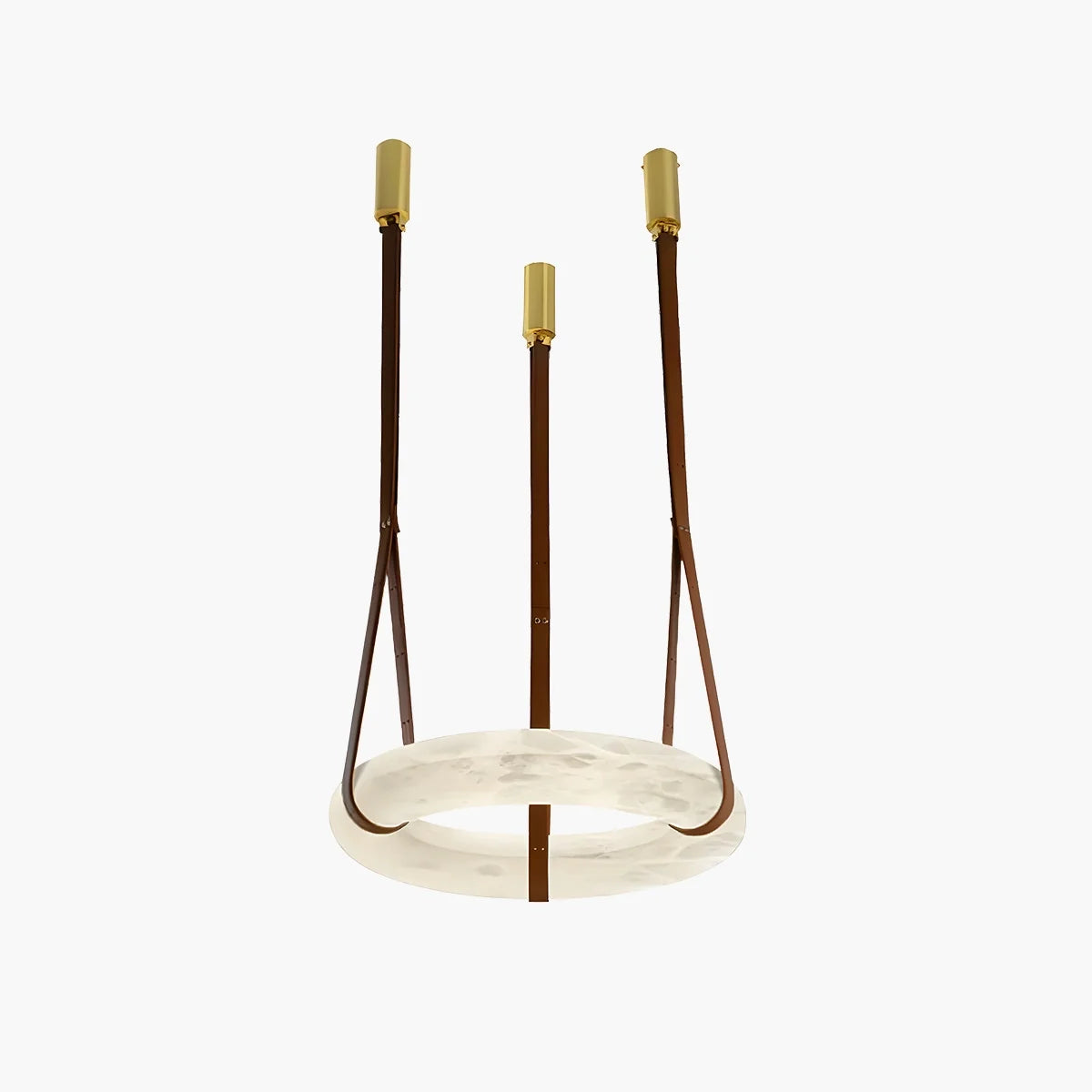 Feyran Round Spanish Alabaster Pendant Light Leather Hanging Wire