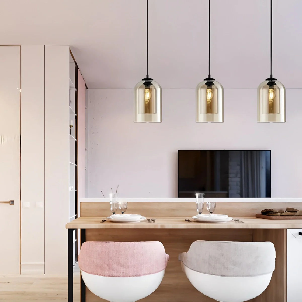 Feyran Otzara Double Glass Pendant Light for Dining Area