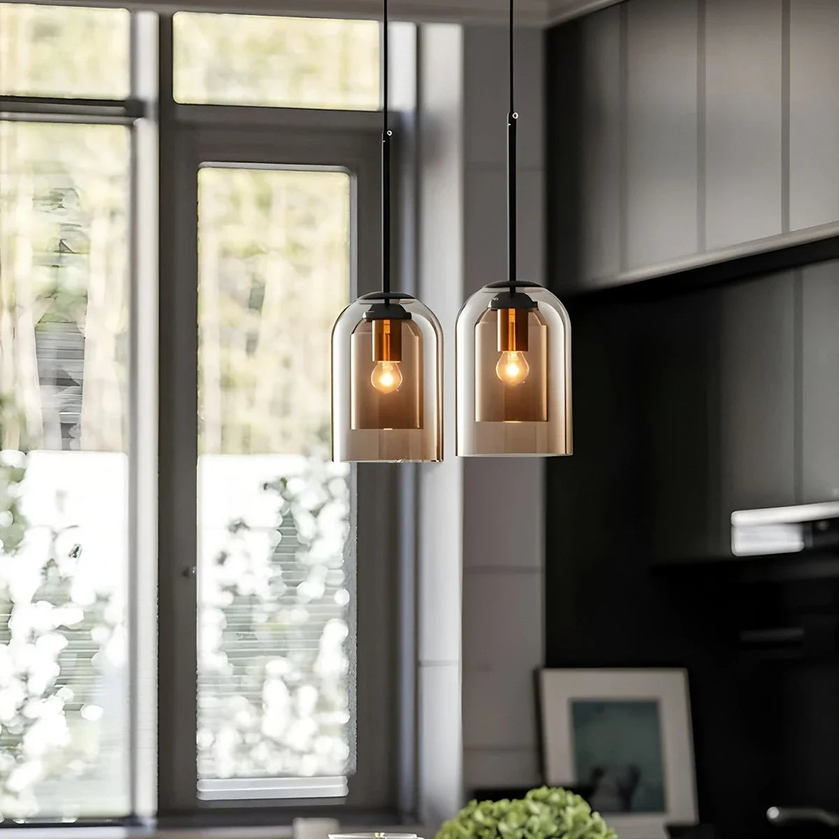 Feyran Otzara Double Glass Pendant Light for Dining Area