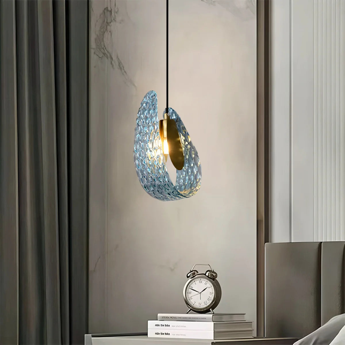Feyran Peacock Blue Art Glass Chandelier for Dining Room