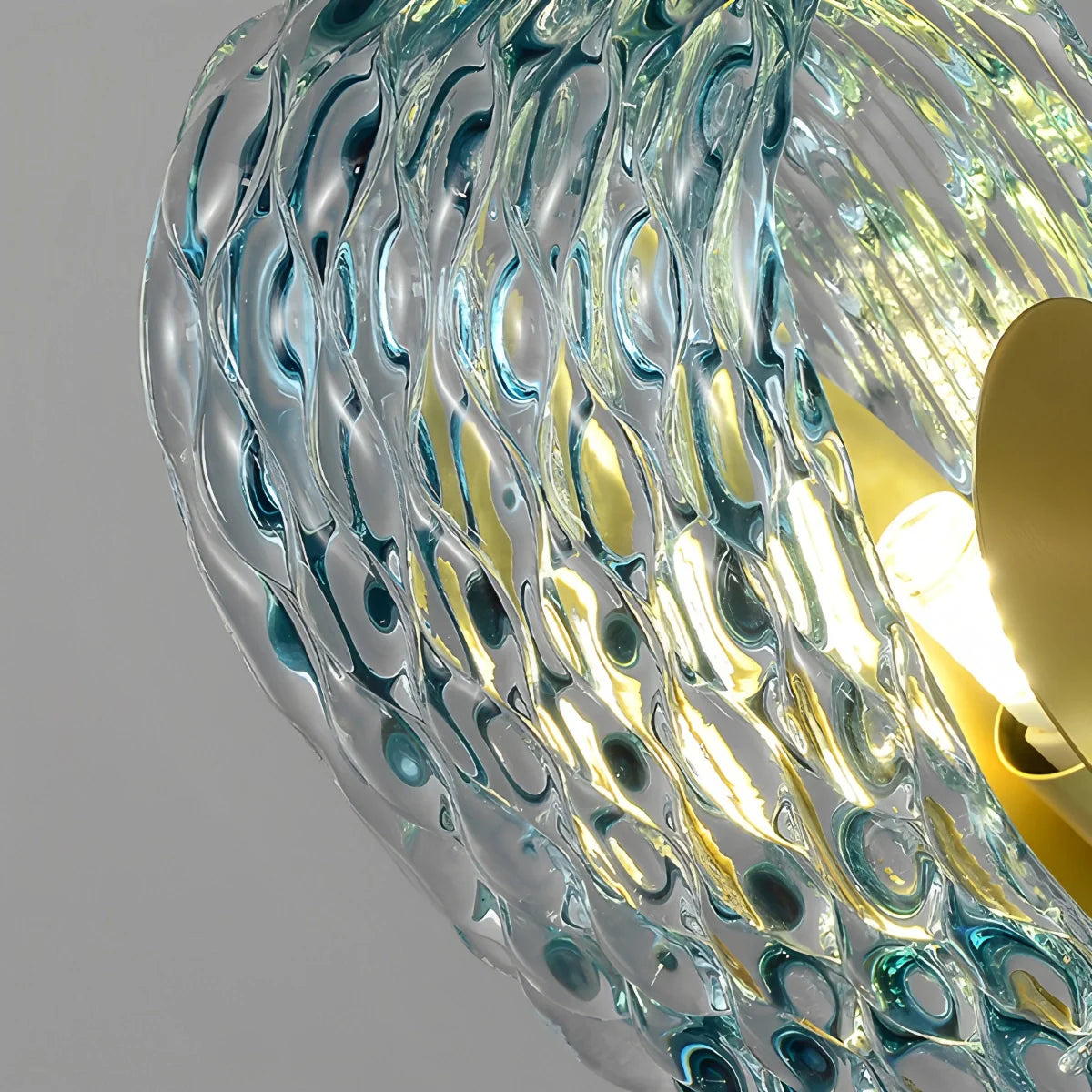 Feyran Peacock Blue Art Glass Chandelier for Dining Room