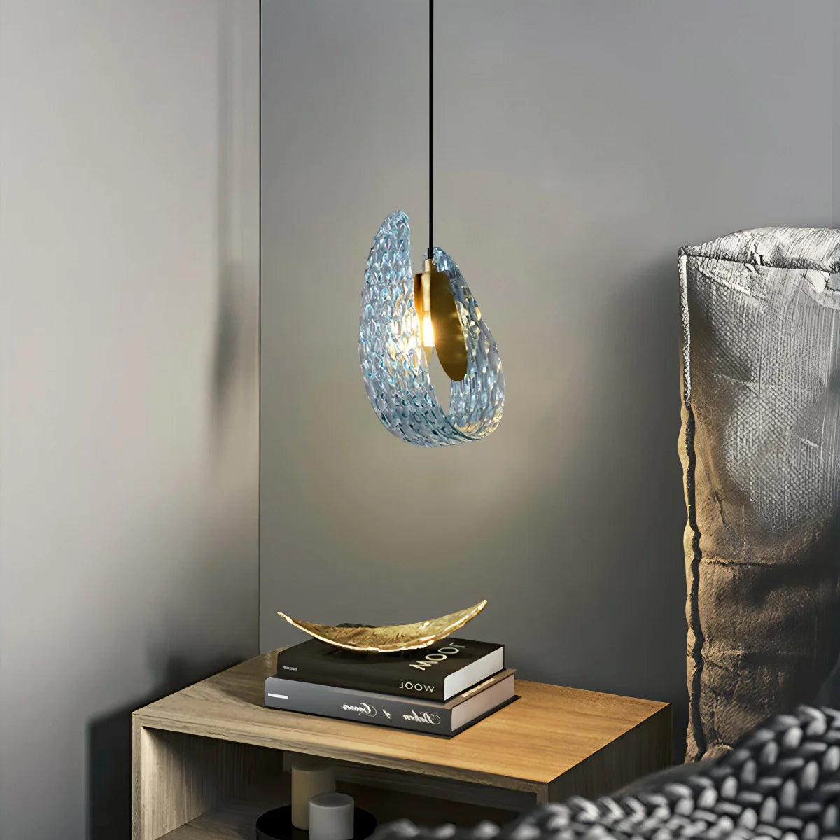 Feyran Peacock Blue Art Glass Chandelier for Dining Room