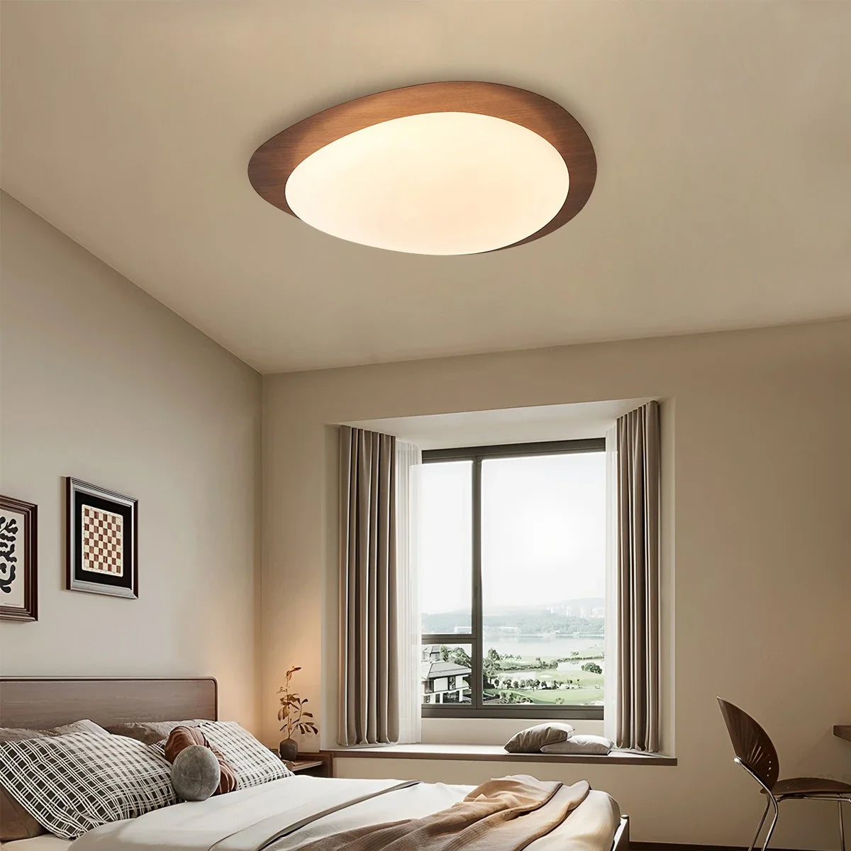 Feyran Pebble Wood Grain Color Ceiling Light