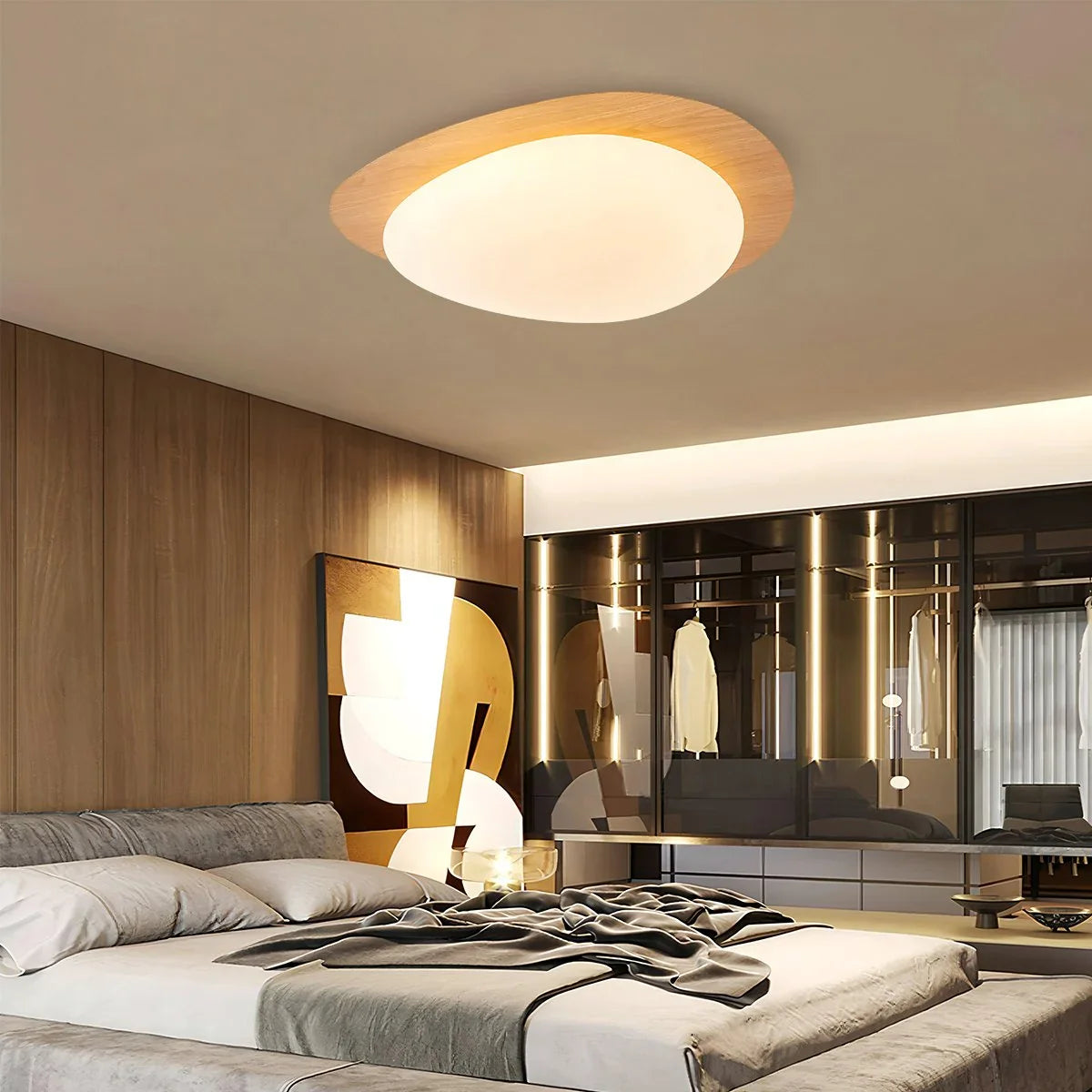 Feyran Pebble Wood Grain Color Ceiling Light