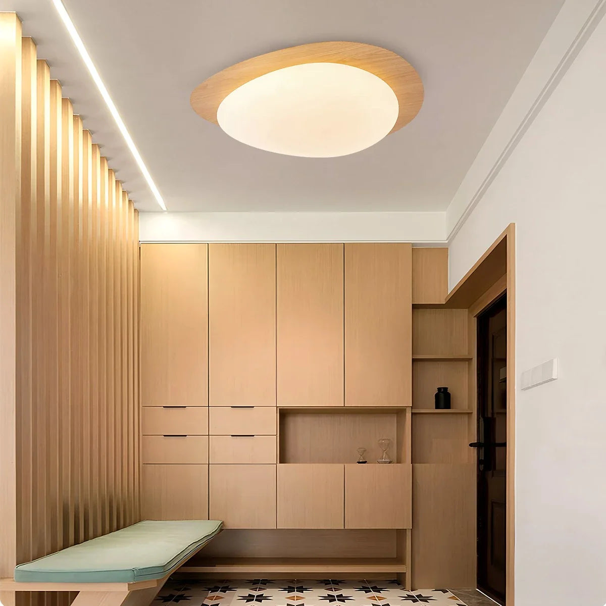 Feyran Pebble Wood Grain Color Ceiling Light