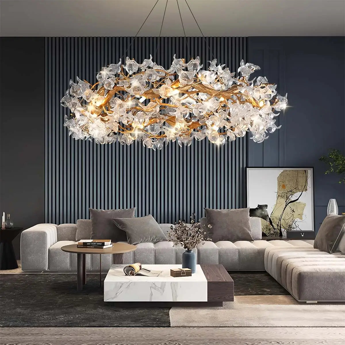 Feyran Petala Crystal Round Chandelier for Living Room
