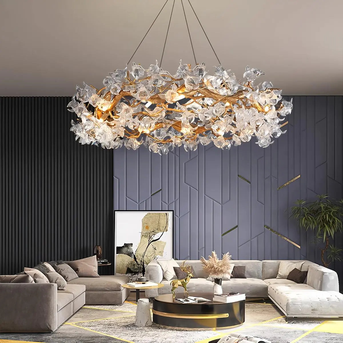 Feyran Petala Crystal Round Chandelier for Living Room