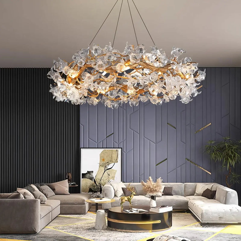 Feyran Petala Crystal Round Chandelier for Living Room