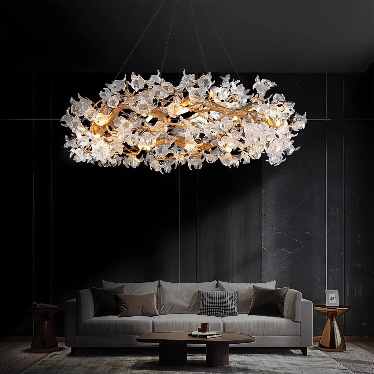 Feyran Petala Crystal Round Chandelier for Living Room