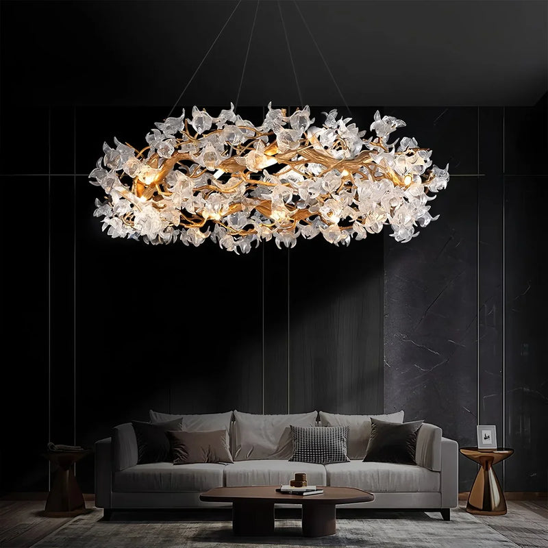 Feyran Petala Crystal Round Chandelier for Living Room