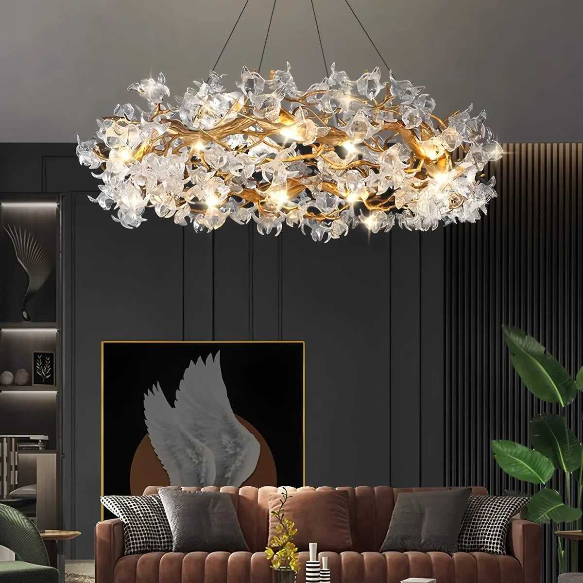 Feyran Petala Crystal Round Chandelier for Living Room