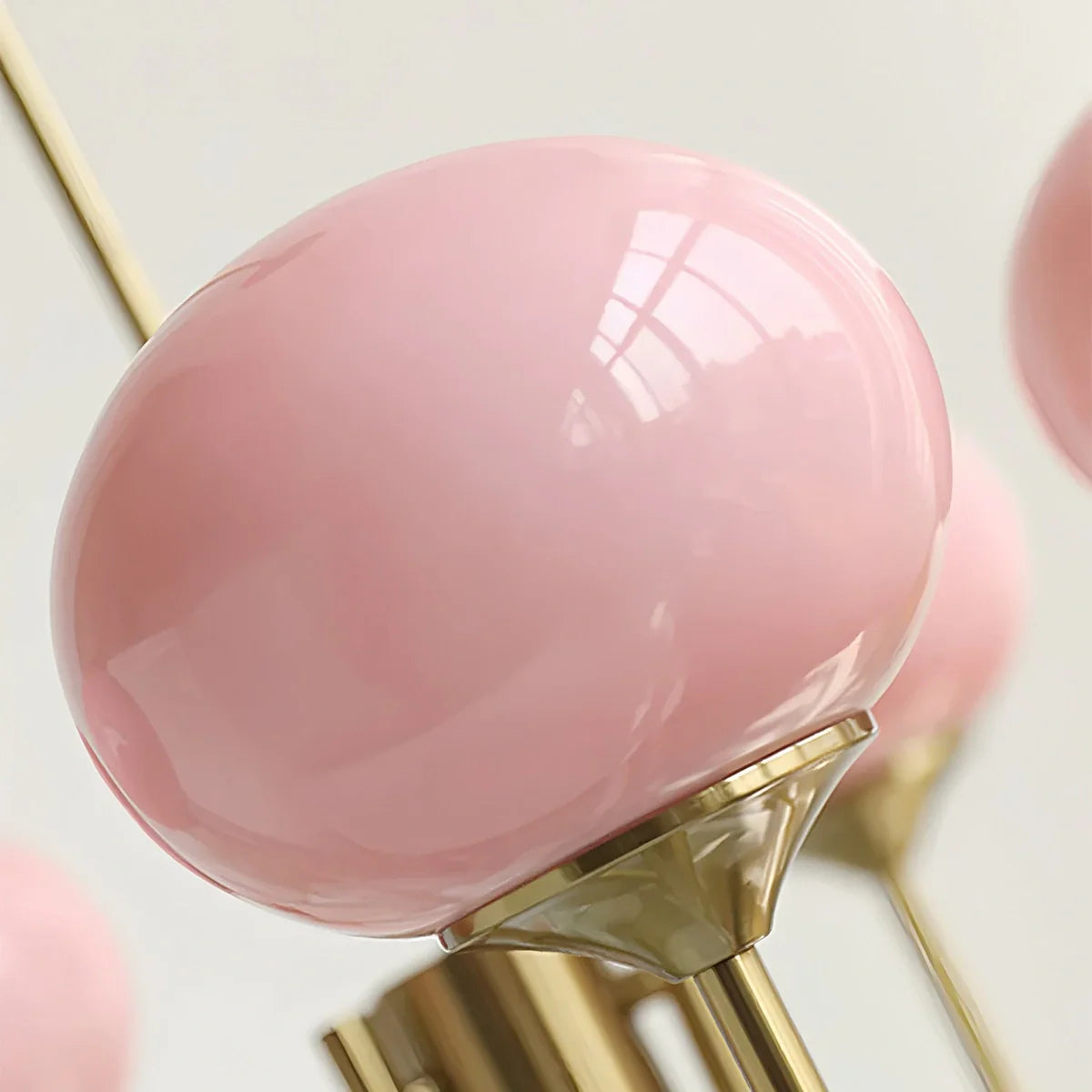 Feyran Pink Glass Globe Arm Chandelier for Living Room