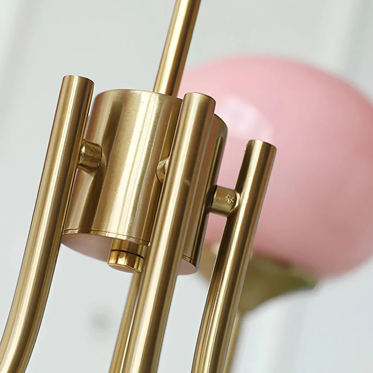 Feyran Pink Glass Globe Arm Chandelier for Living Room