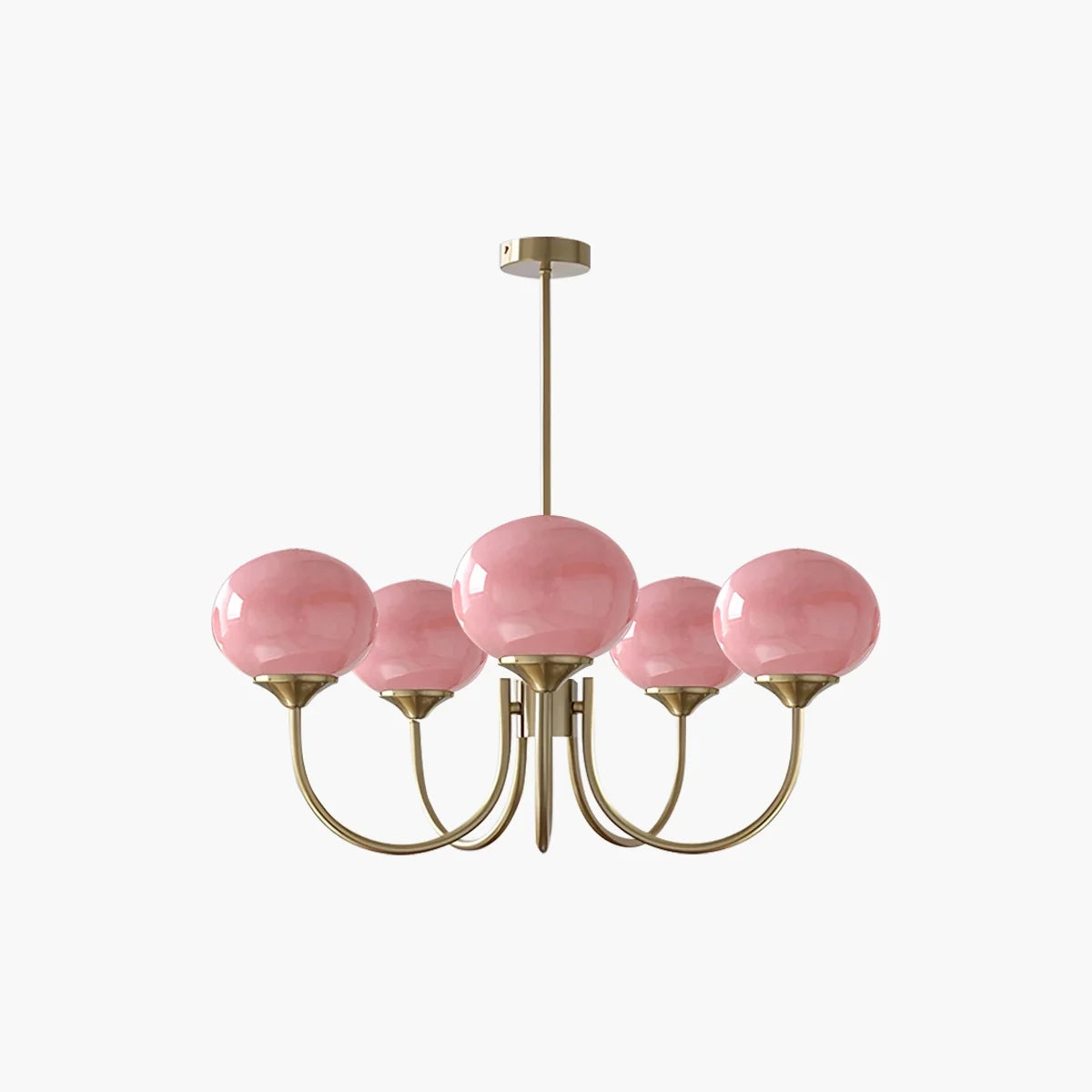 Feyran Pink Glass Globe Arm Chandelier for Living Room
