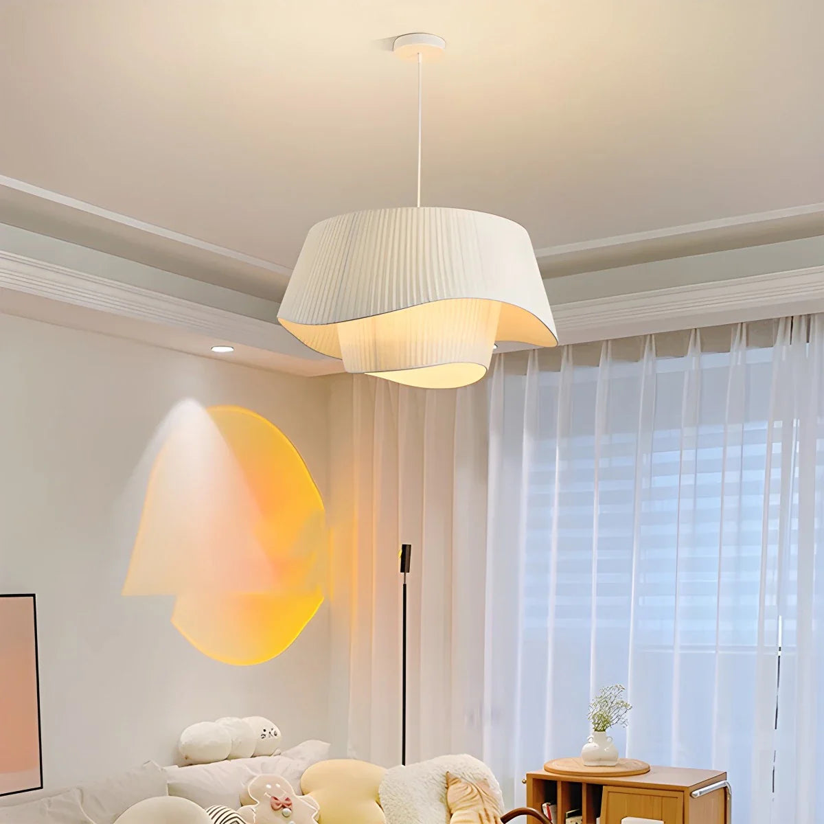 Feyran Pleated Fabric Drum Pendant Light for Modern Interiors