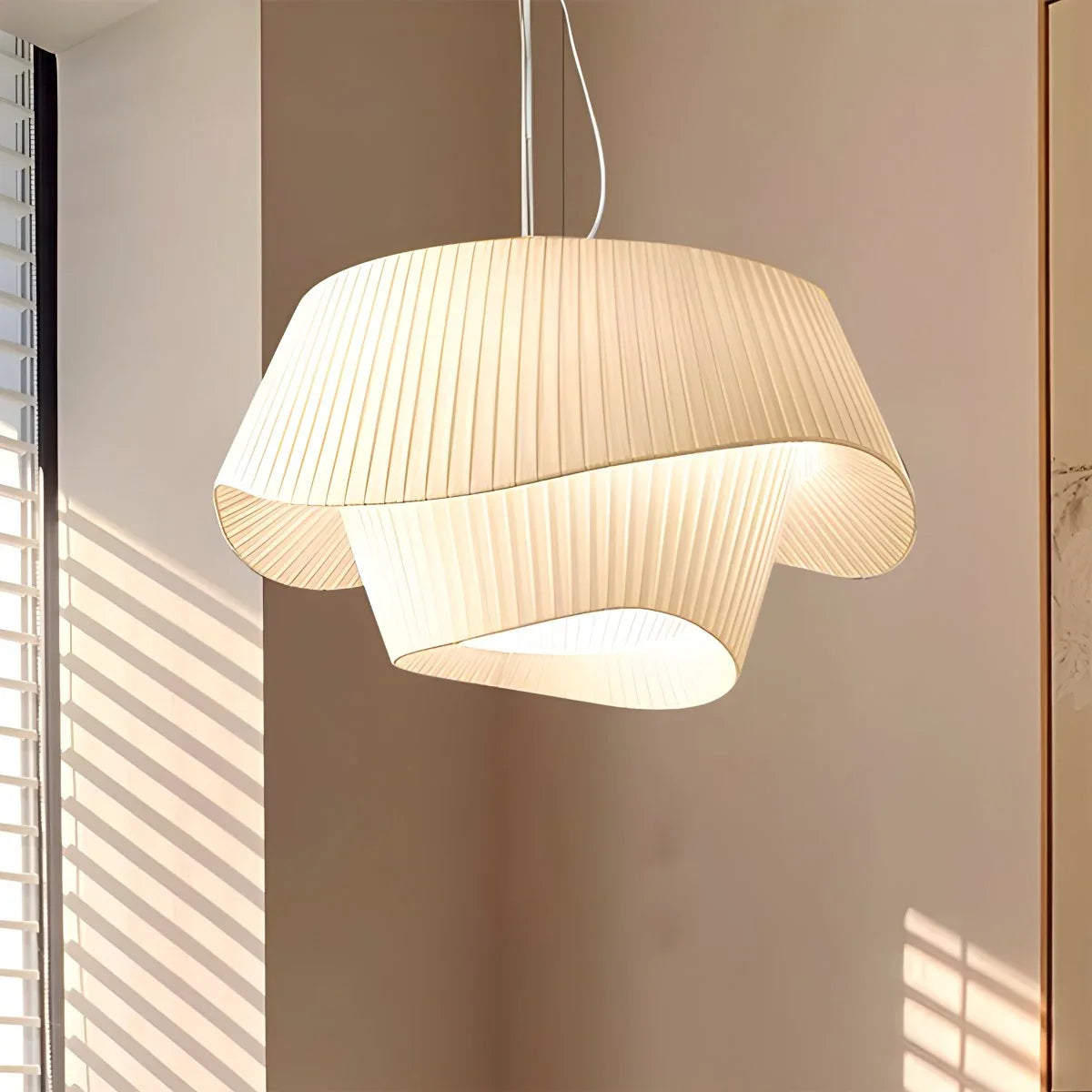 Feyran Pleated Fabric Drum Pendant Light for Modern Interiors