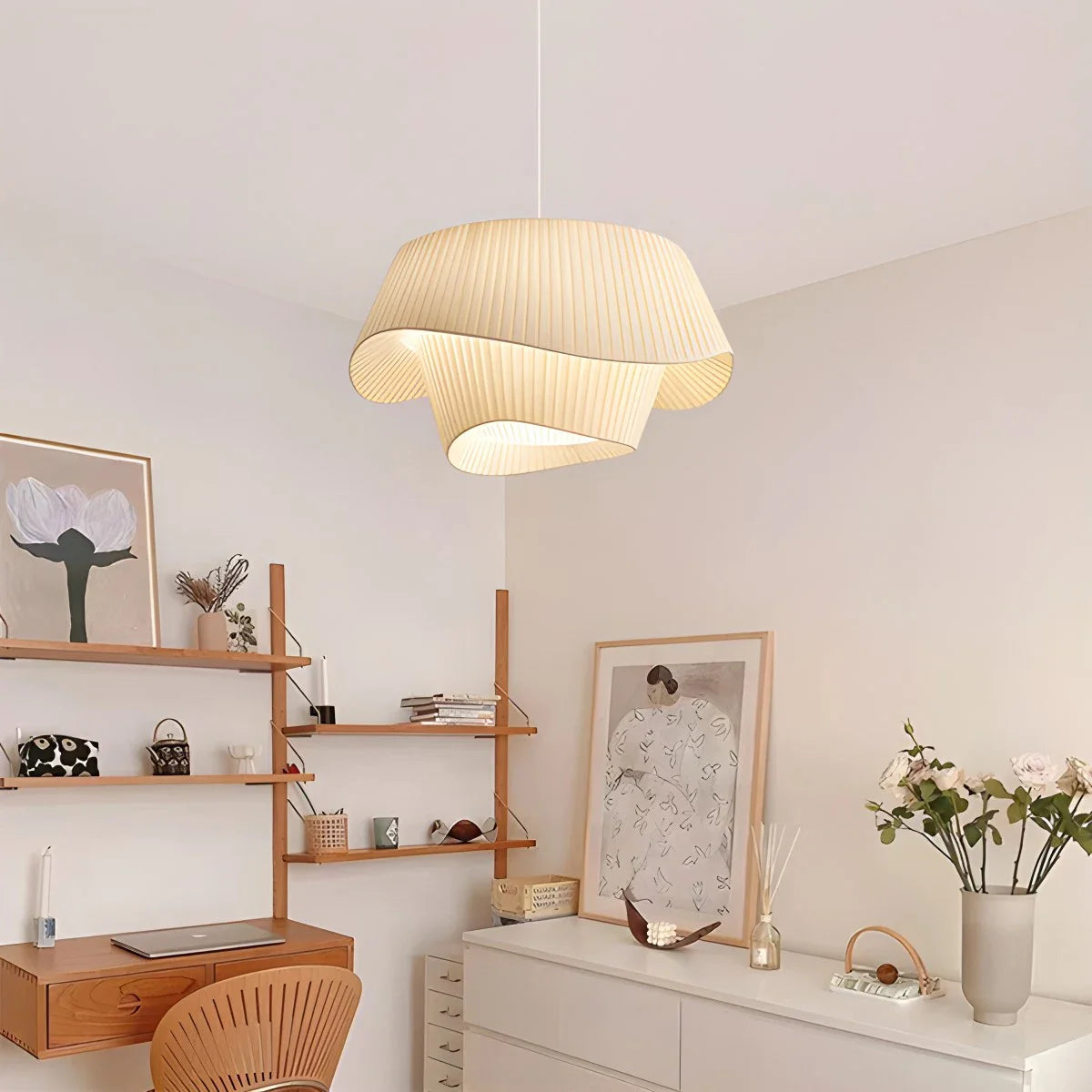 Feyran Pleated Fabric Drum Pendant Light for Modern Interiors