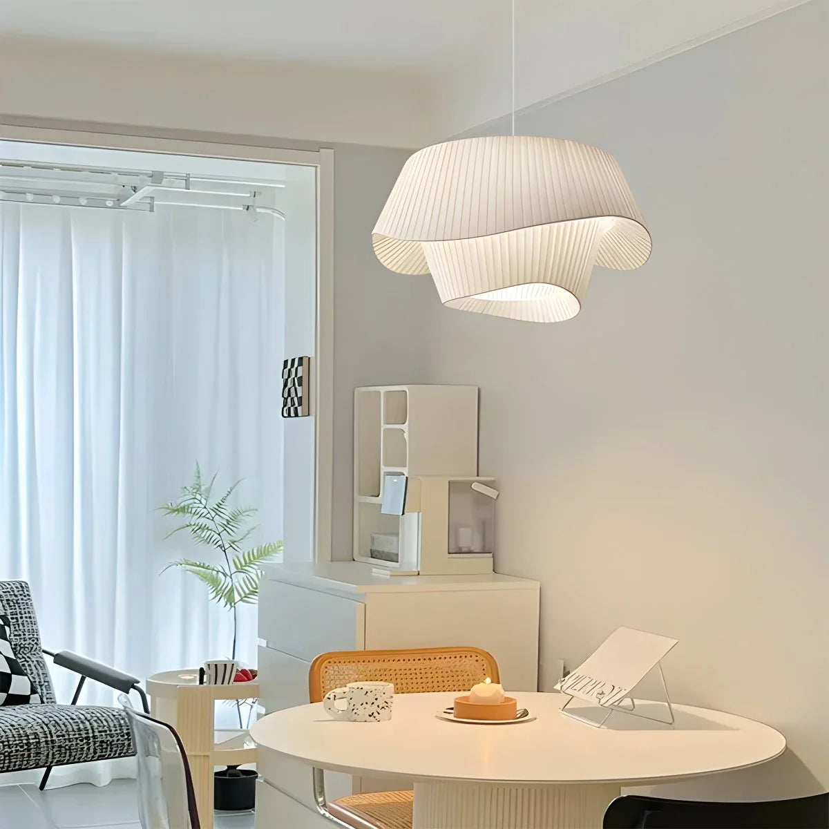 Feyran Pleated Fabric Drum Pendant Light for Modern Interiors