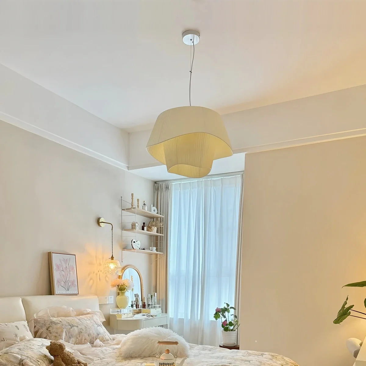 Feyran Pleated Fabric Drum Pendant Light for Modern Interiors